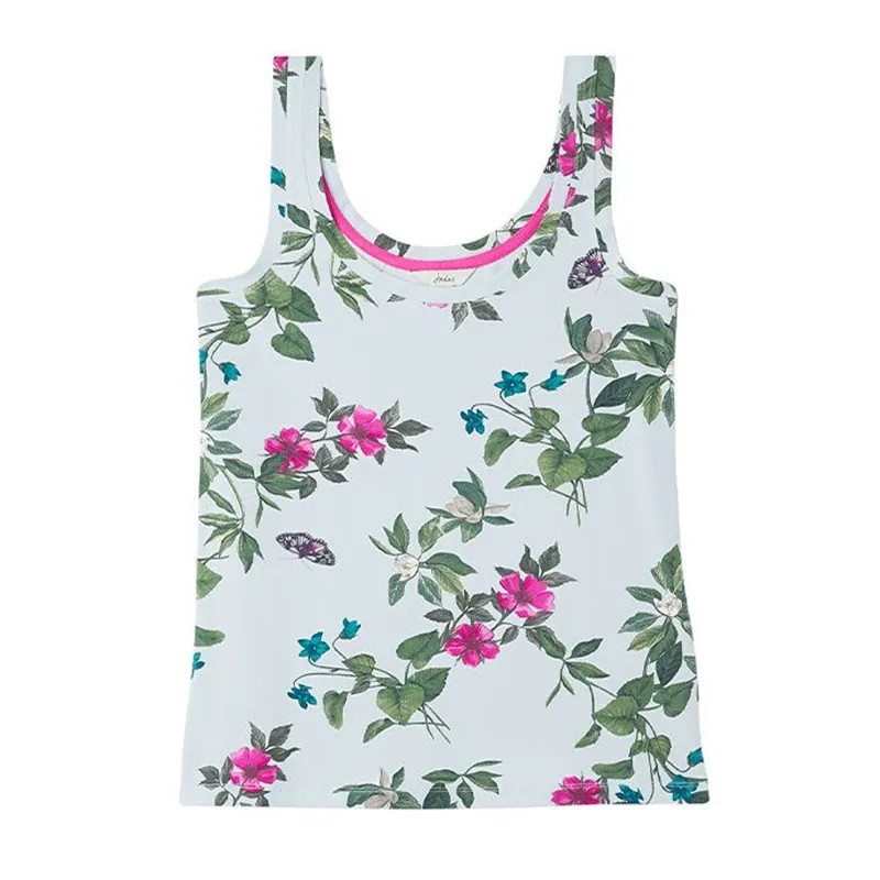 Joules Annika Print Scoop Neck Jersey Vest - Light Blue Botanical 